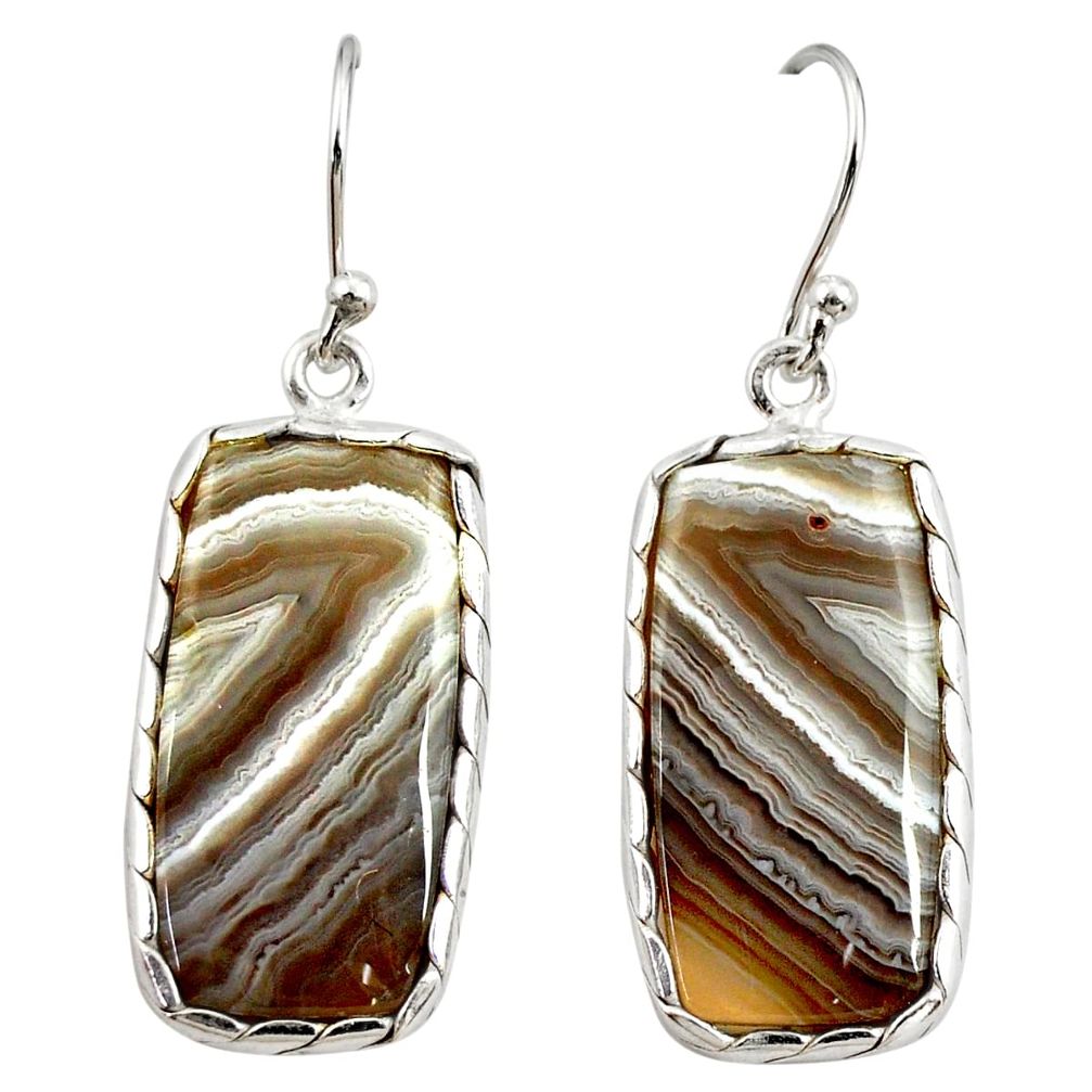 925 sterling silver 16.88cts natural brown botswana agate dangle earrings r29000