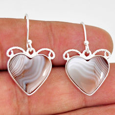 925 sterling silver 12.29cts natural brown botswana agate heart earrings y77227