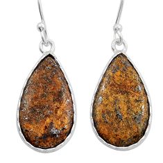 925 sterling silver 10.84cts natural brown bronzite pear dangle earrings y22225