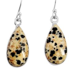 925 sterling silver 10.74cts natural brown dalmatian pear dangle earrings y80009