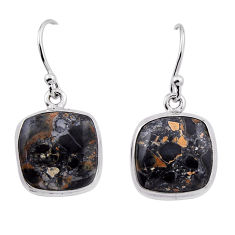 925 sterling silver 13.33cts natural brown montana agate dangle earrings n32188