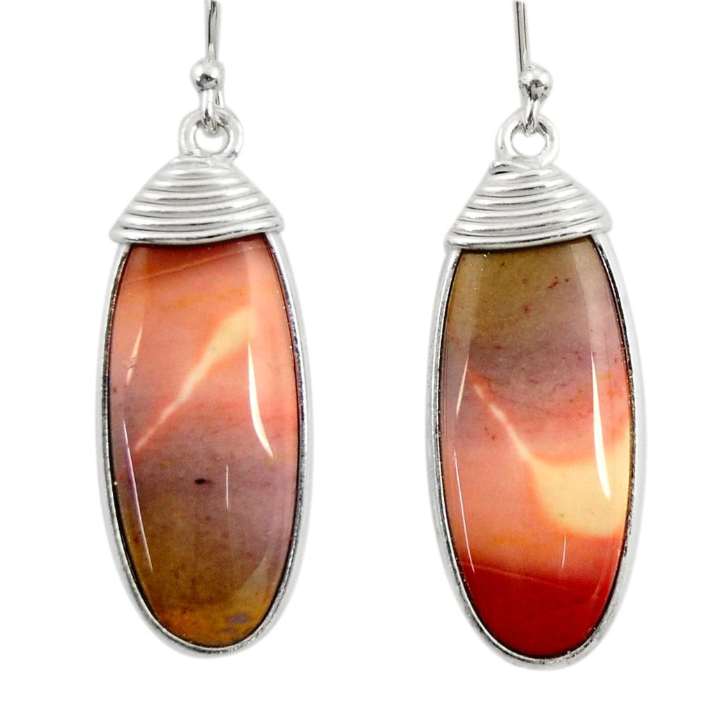 925 sterling silver 15.89cts natural brown mookaite dangle earrings r28838