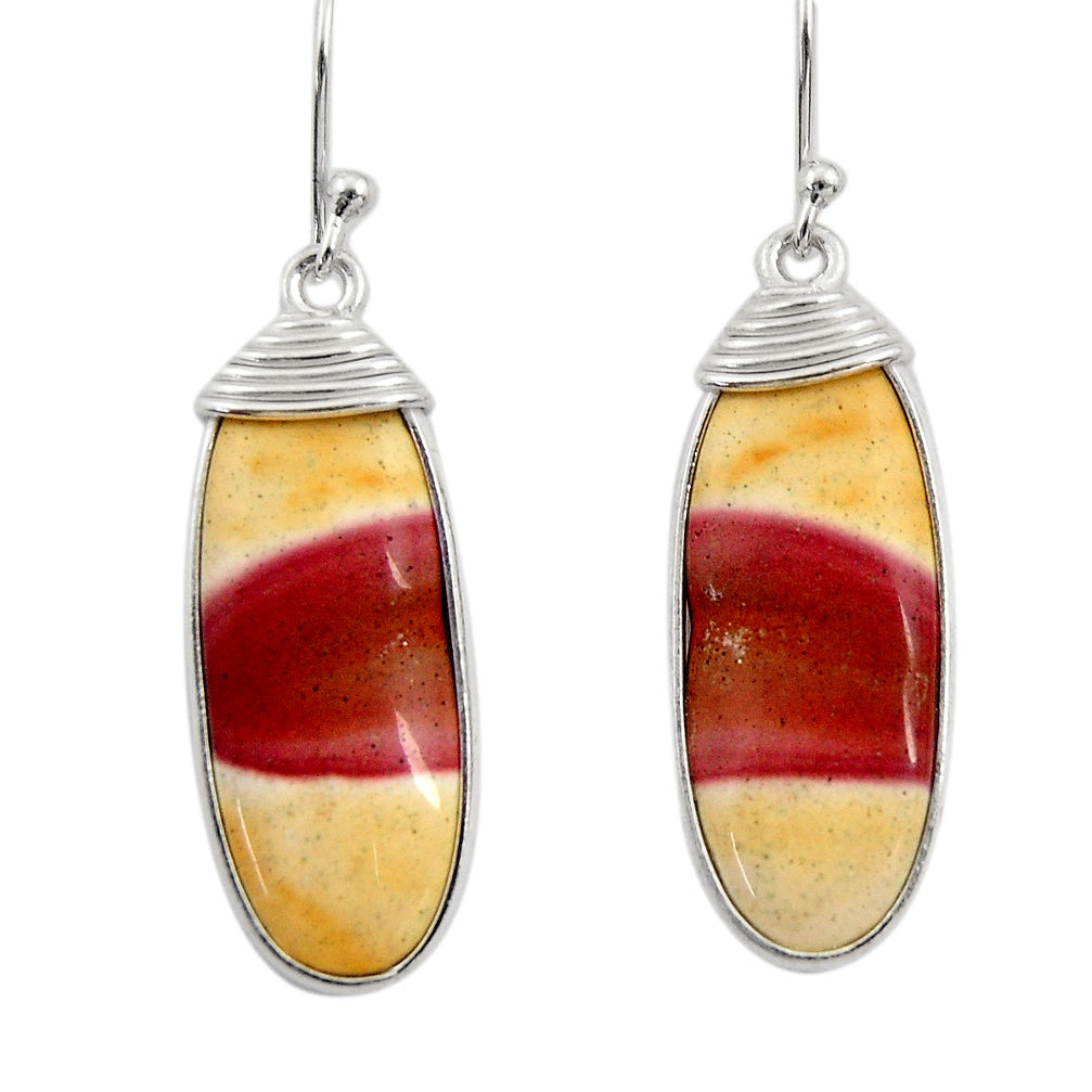 925 sterling silver 13.13cts natural brown mookaite dangle earrings r30344