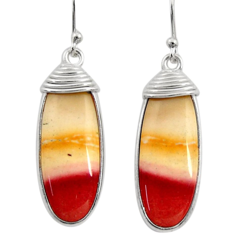 925 sterling silver 14.18cts natural brown mookaite dangle earrings r30349