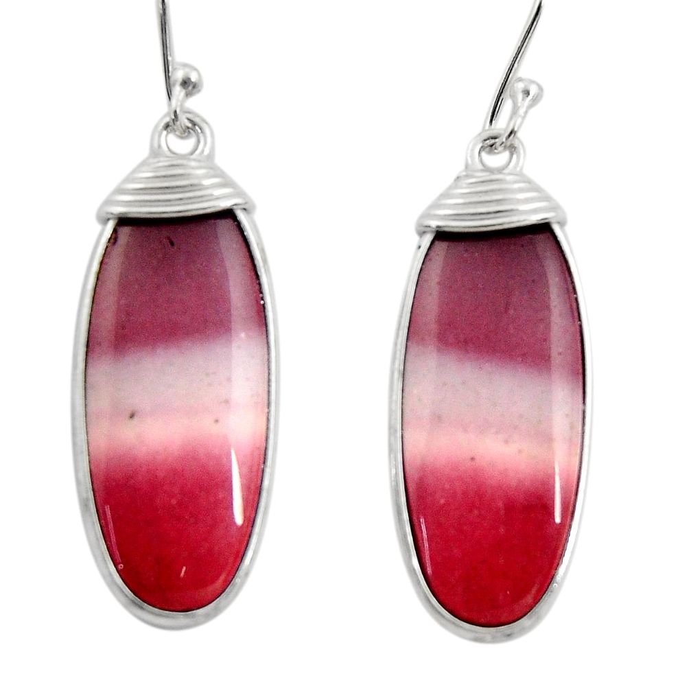 925 sterling silver 14.59cts natural brown mookaite dangle earrings r30355