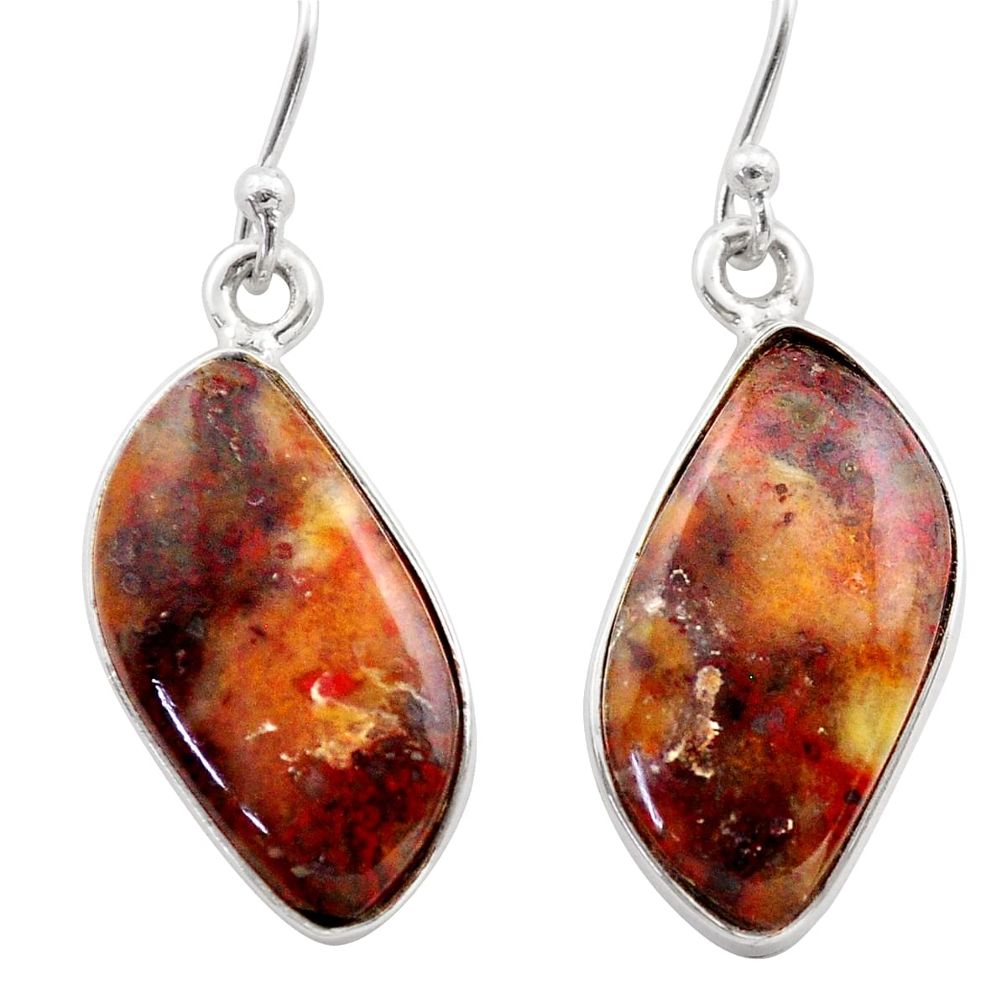 925 sterling silver 11.74cts natural brown mookaite dangle earrings t60932