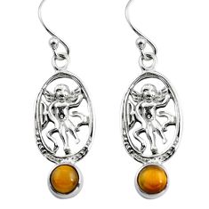 Clearance Sale- 925 sterling silver 1.88cts natural brown tiger's eye angel earrings p84960
