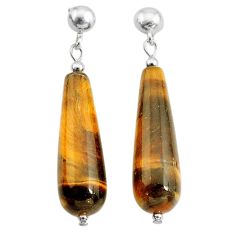 925 sterling silver 28.90cts natural brown tiger's eye dangle earrings c26807