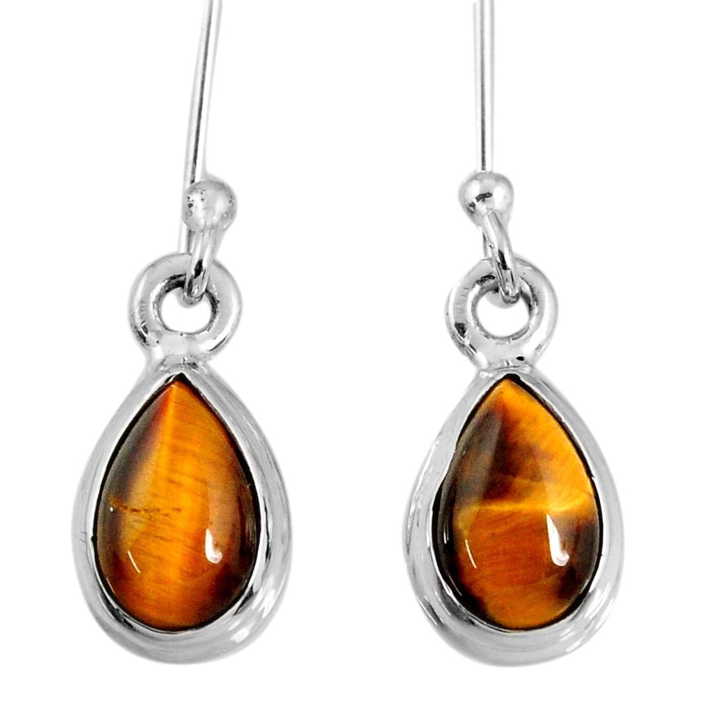 925 sterling silver 4.05cts natural brown tiger's eye dangle earrings r60711