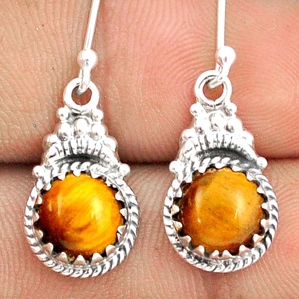 925 sterling silver 5.31cts natural brown tiger's eye dangle earrings u25311