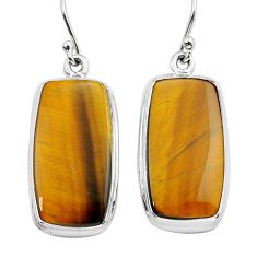 925 sterling silver 18.19cts natural brown tiger's eye dangle earrings y15552