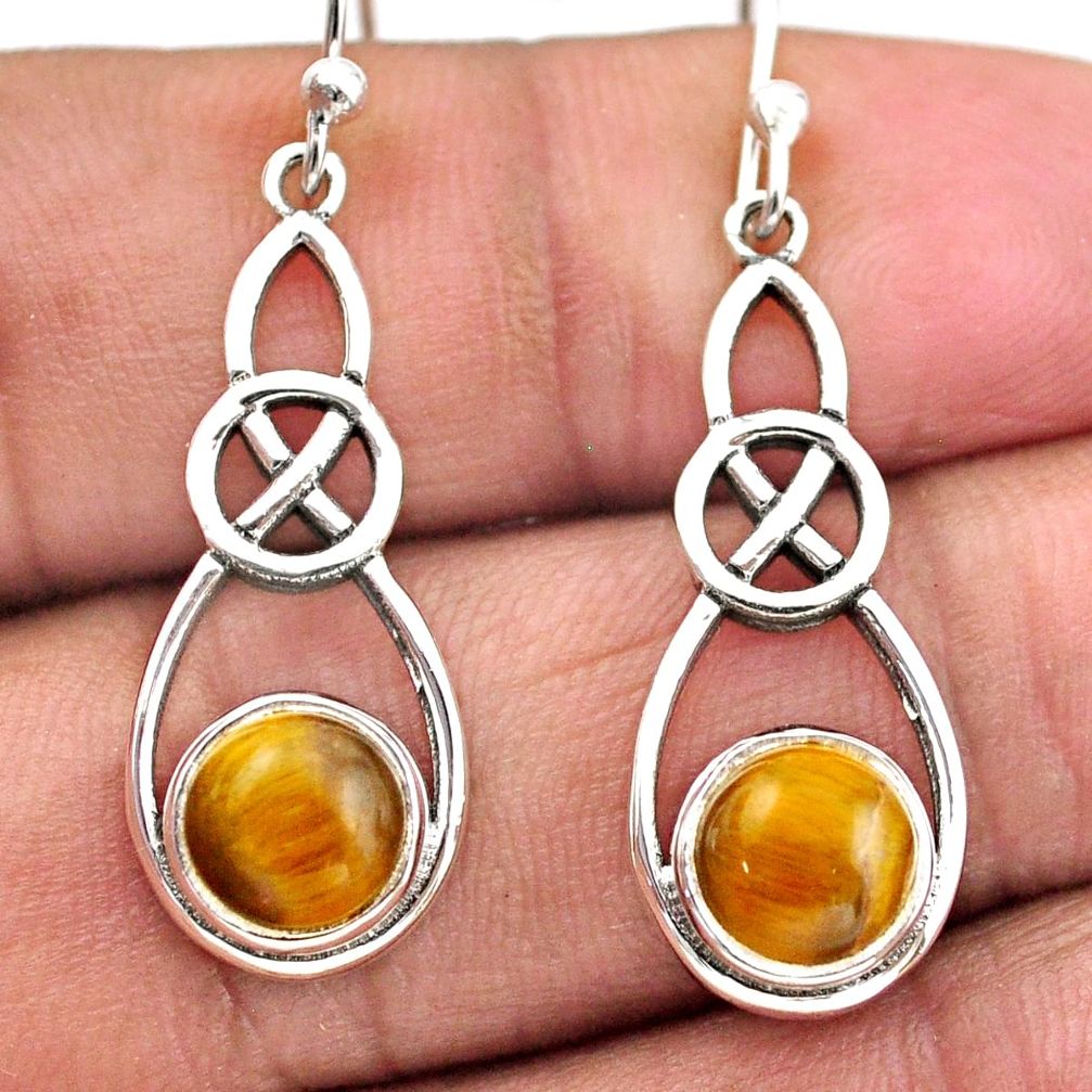 925 sterling silver 5.80cts natural brown tiger's eye earrings jewelry t89766