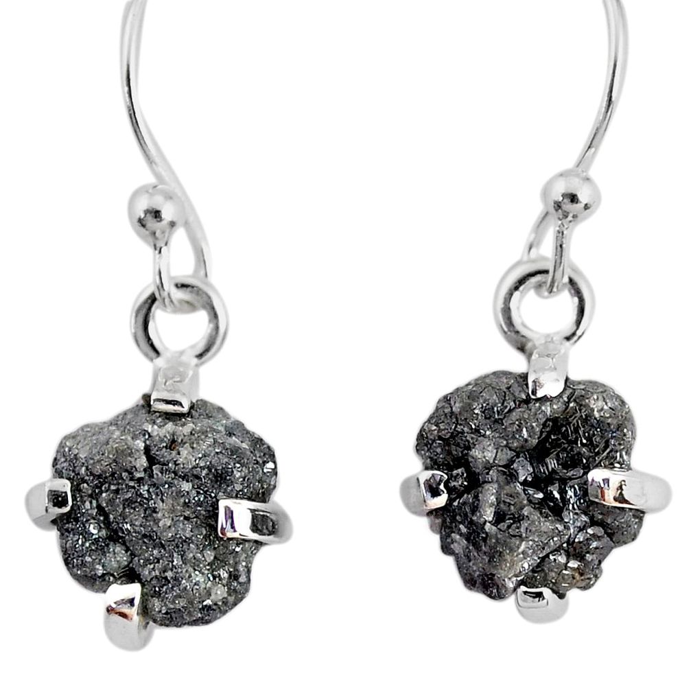 925 silver 3.75cts natural diamond rough handmade dangle earrings r79173