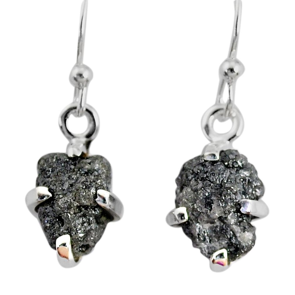 925 silver 3.67cts natural diamond rough handmade dangle earrings r79195