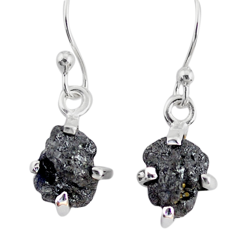 925 silver 3.75cts natural diamond rough handmade dangle earrings r79198