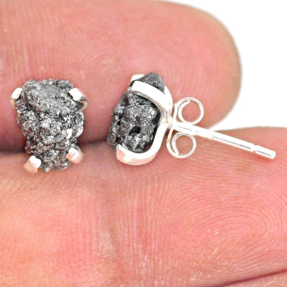 925 sterling silver 3.97cts natural diamond rough handmade stud earrings r79064