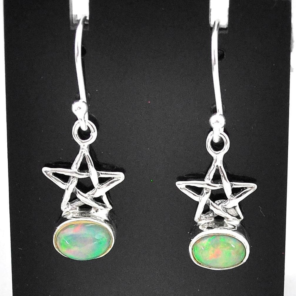 925 sterling silver 2.50cts natural ethiopian opal dangle star earrings t5951