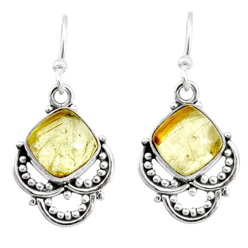 925 sterling silver 7.64cts natural golden tourmaline rutile earrings r73010