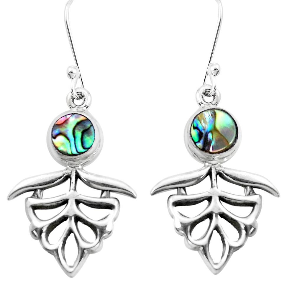 925 sterling silver 4.21cts natural green abalone paua seashell earrings p38468