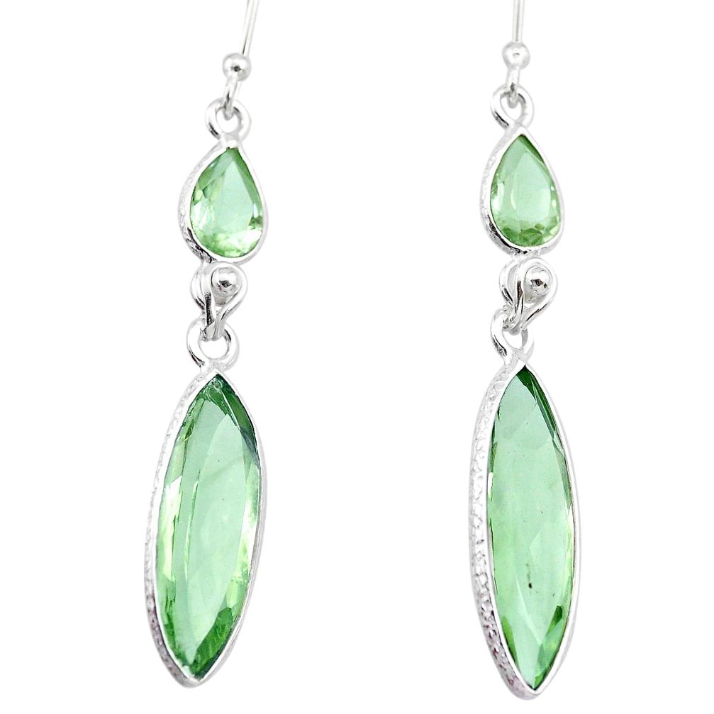 925 sterling silver 13.08cts natural green amethyst dangle earrings r83668