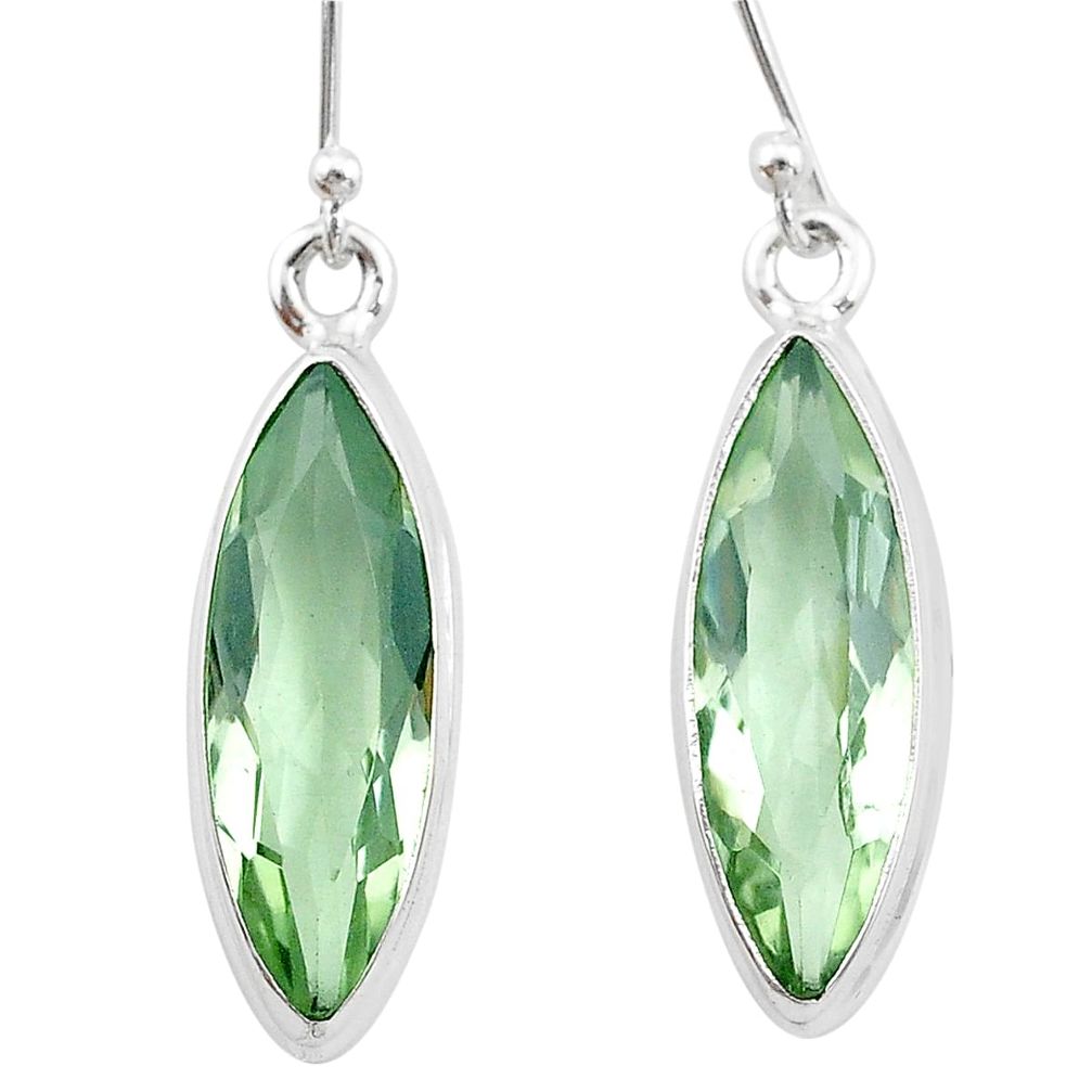 925 sterling silver 12.07cts natural green amethyst dangle earrings t23768