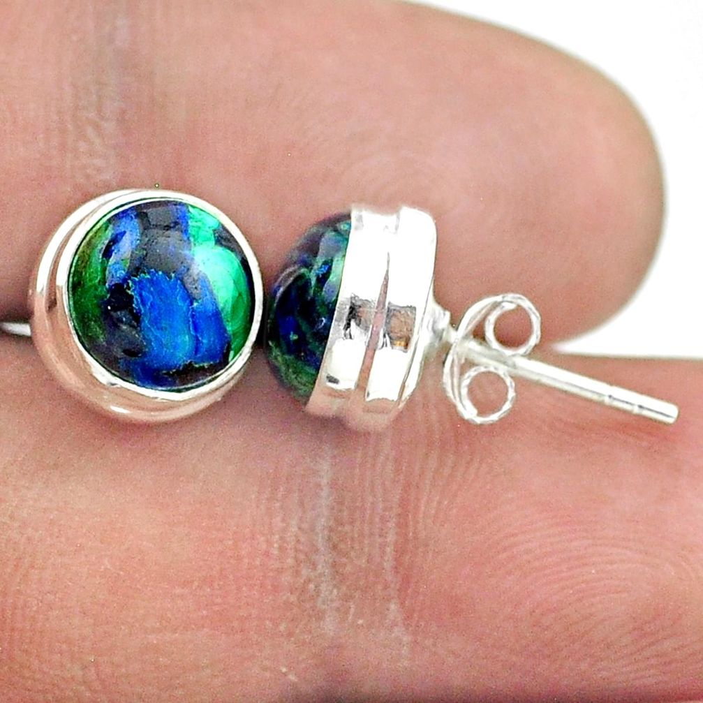 925 sterling silver 5.72cts natural green azurite malachite stud earrings t52464