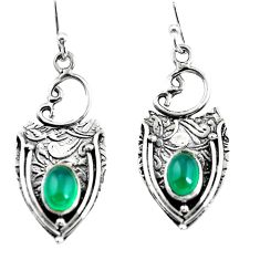 925 sterling silver 3.35cts natural green chalcedony dangle earrings p57608