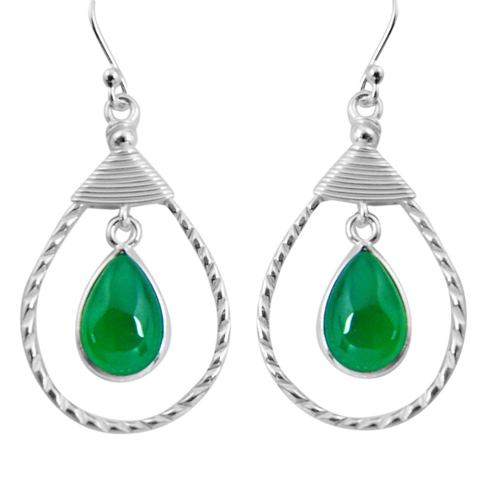 925 sterling silver 9.04cts natural green chalcedony dangle earrings p89966