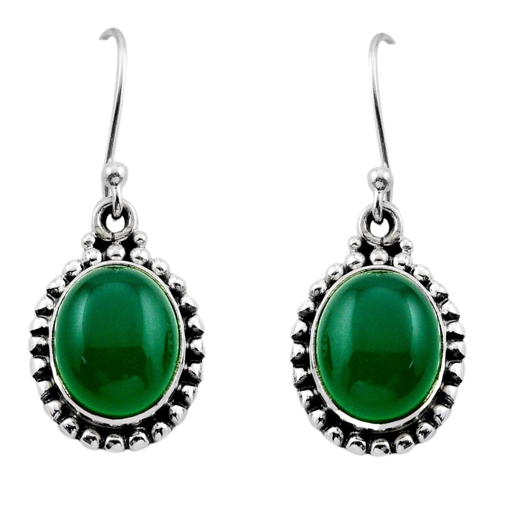 925 sterling silver 8.79cts natural green chalcedony dangle earrings y88334
