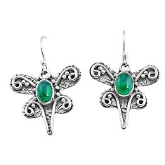 Clearance Sale- 925 sterling silver 3.39cts natural green chalcedony dragonfly earrings p57567