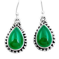925 sterling silver 8.96cts natural green chalcedony pear dangle earrings y6833