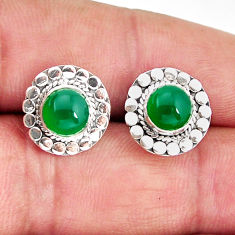 925 sterling silver 2.53cts natural green chalcedony round stud earrings y73834