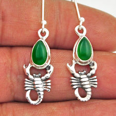 925 sterling silver 3.40cts natural green chalcedony scorpion earrings n28006