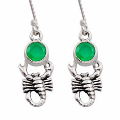 925 sterling silver 1.84cts natural green chalcedony scorpion earrings n28163