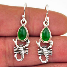 925 sterling silver 3.05cts natural green chalcedony scorpion earrings n28897
