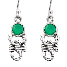 925 sterling silver 2.01cts natural green chalcedony scorpion earrings y32160