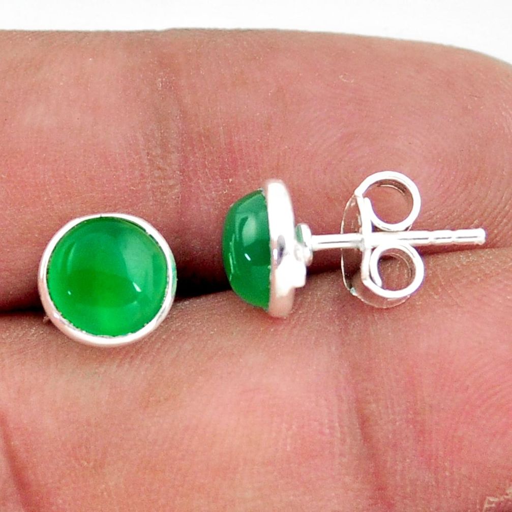 925 sterling silver 2.43cts natural green chalcedony stud earrings r41340