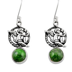 925 sterling silver 6.54cts natural green chrome diopside angel earrings y50975