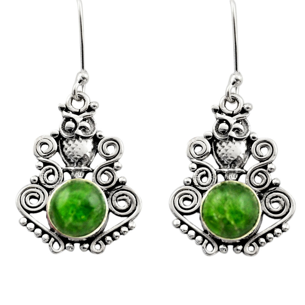 ver 6.56cts natural green chrome diopside owl earrings d40793
