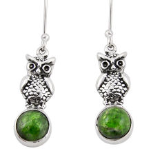 925 sterling silver 5.35cts natural green chrome diopside owl earrings y50959