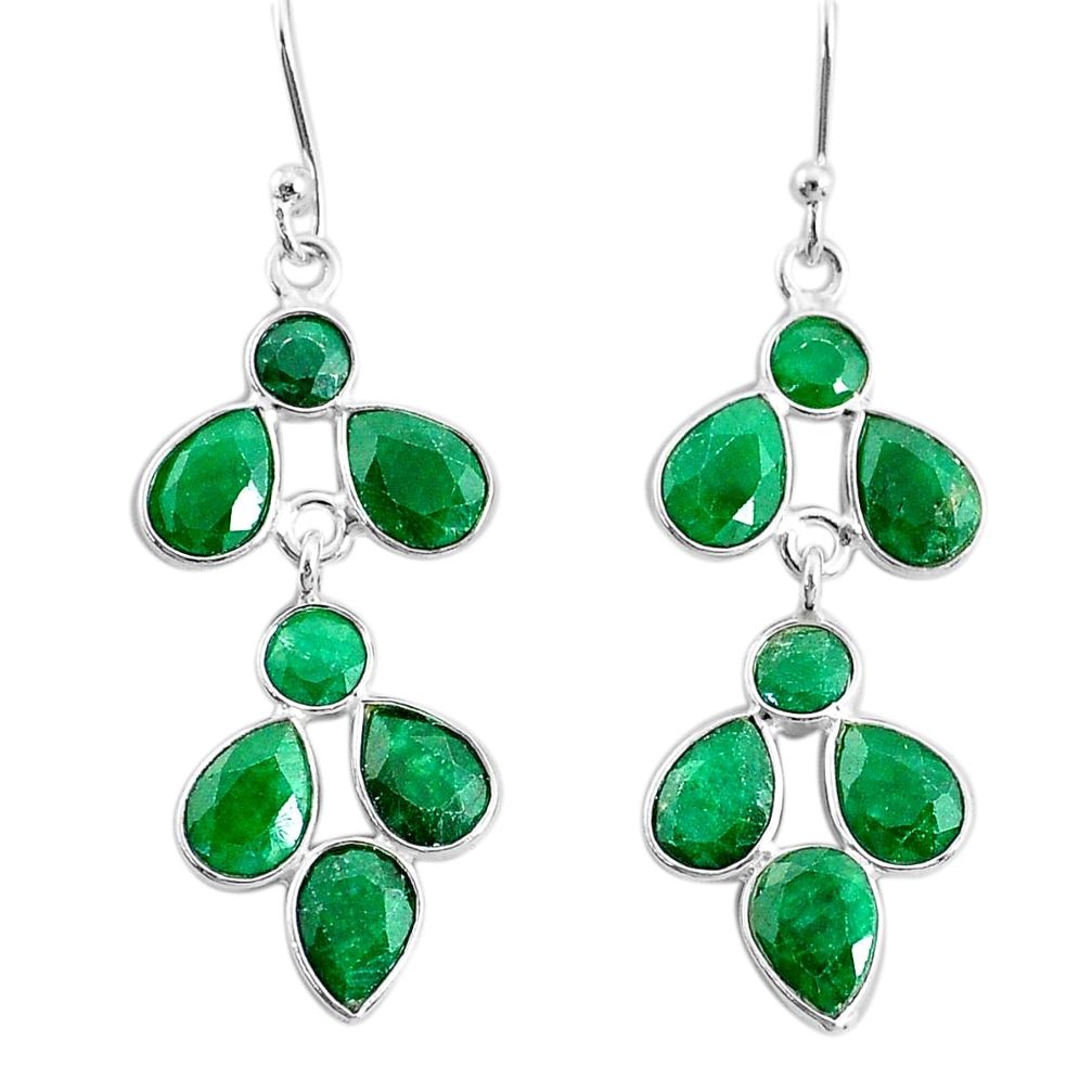 925 sterling silver 11.20cts natural green emerald chandelier earrings t4695