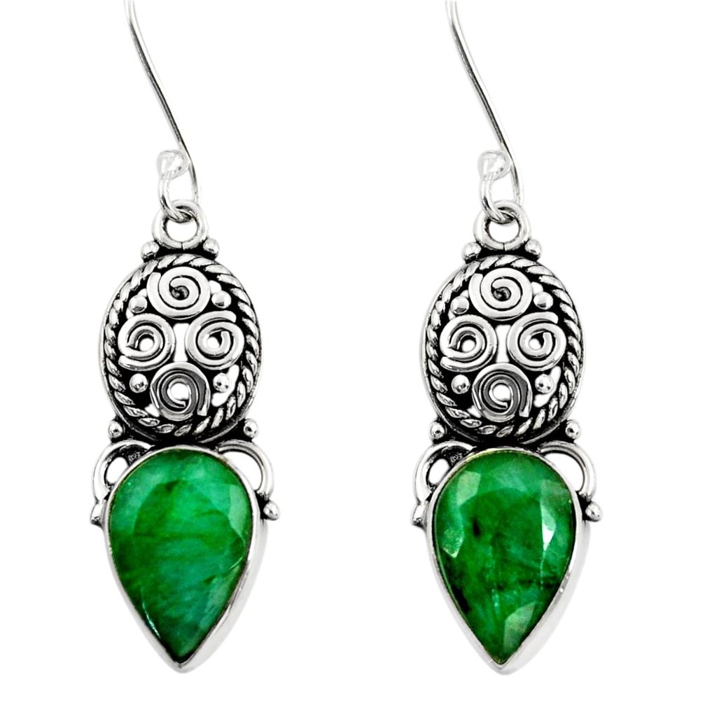 ver 8.55cts natural green emerald dangle earrings jewelry d40488