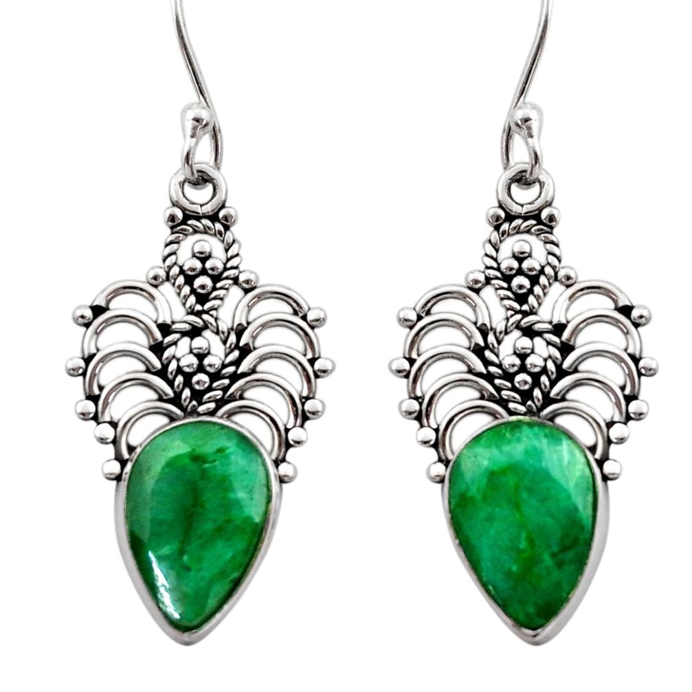 925 sterling silver 8.37cts natural green emerald dangle earrings jewelry d40887