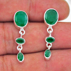 925 sterling silver 6.85cts natural green emerald dangle earrings jewelry n49483