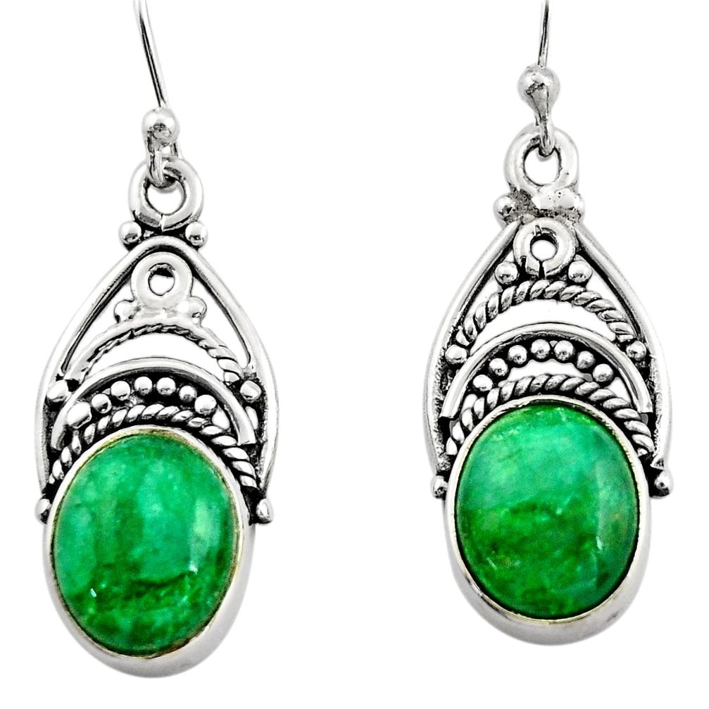 925 sterling silver 8.42cts natural green emerald dangle earrings jewelry r21687