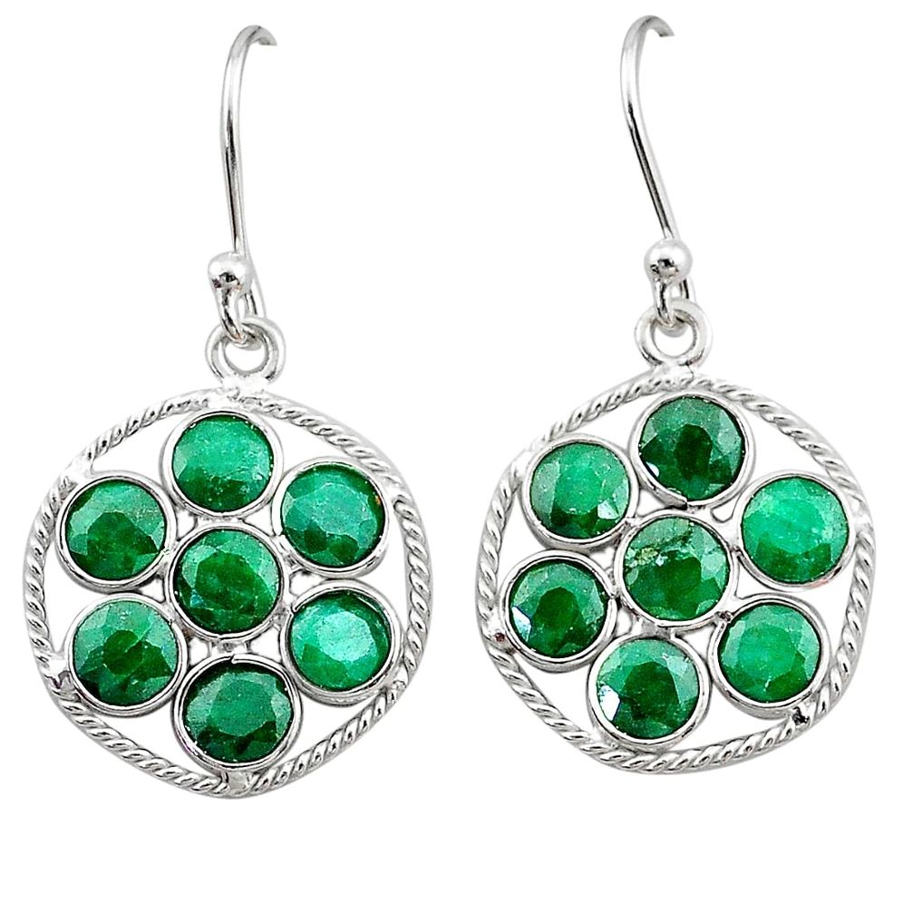 925 sterling silver 7.68cts natural green emerald dangle earrings jewelry t12467
