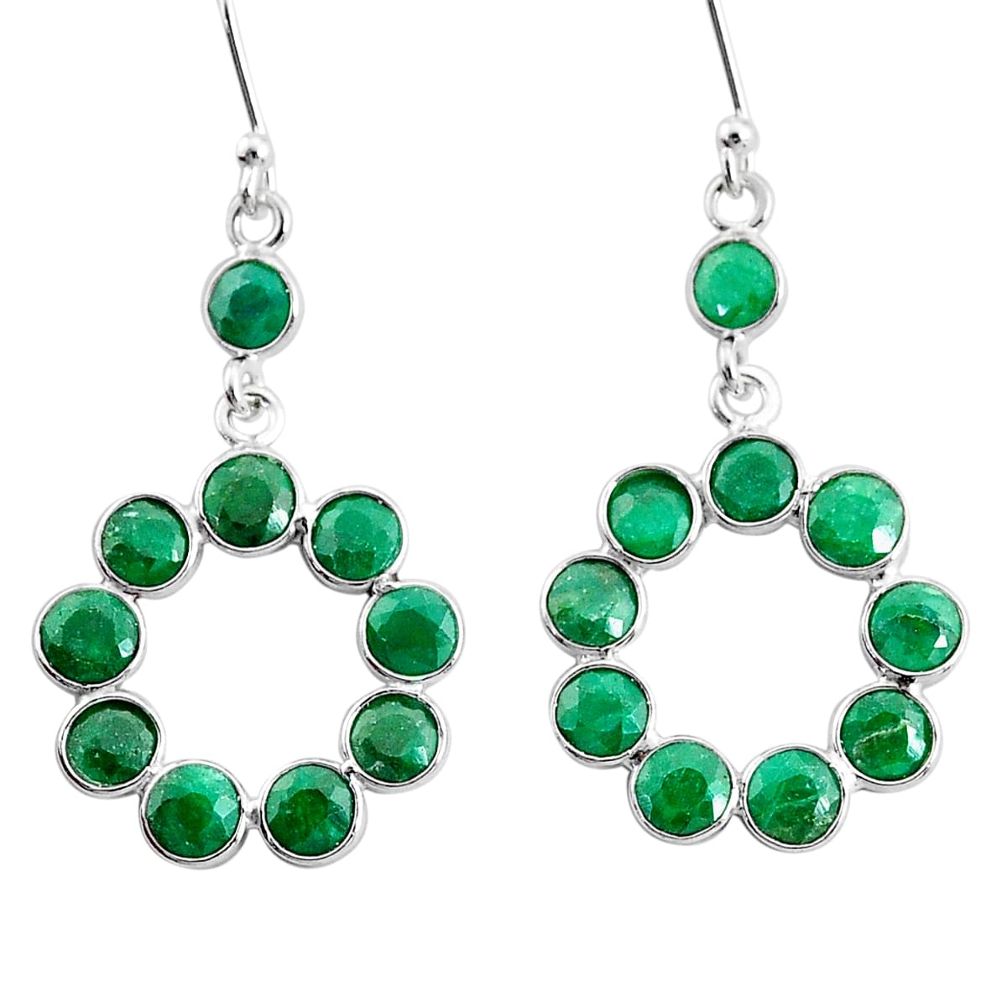 925 sterling silver 9.20cts natural green emerald dangle earrings jewelry t12512