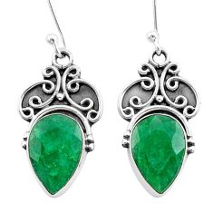 925 silver 8.87cts natural green emerald dangle earrings jewelry t34284