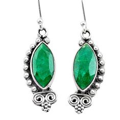 925 silver 9.44cts natural green emerald dangle earrings jewelry t34297