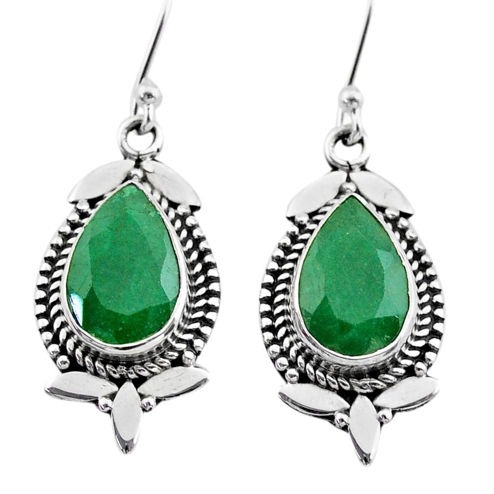 925 silver 8.69cts natural green emerald dangle earrings jewelry t34344